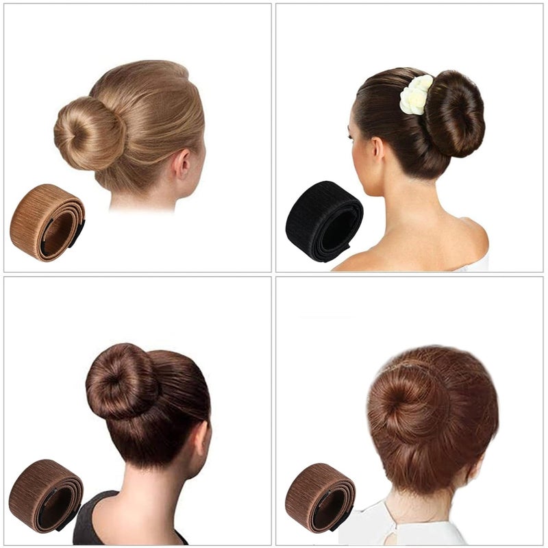 FORESRUM 4 Count Magic Hair Donut Bun Makers-Coffee for Women and Kids - Image 4